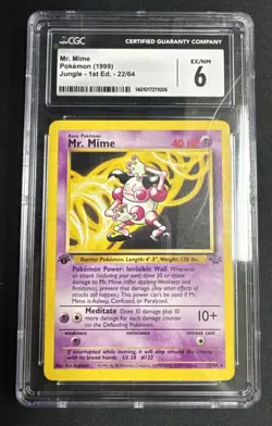 Pokemon TCG Mr. Mime Jungle 1st Edition #22 Graded CGC 6 EX/NM - Image 1