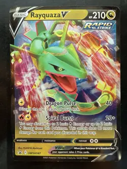 Pokemon Rayquaza V Sword & Shield Promo Holo SWSH147 Black Star (LP) - Image 1