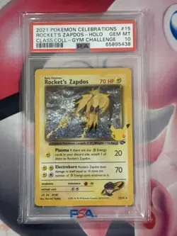 2021 Pokemon Celebrations Rockets Zapdos Holo #15 PSA 10 - Image 3