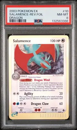 2003 POKEMON EX DRAGON #10 SALAMENCE-REVERSE FOIL PSA 8 - Image 1