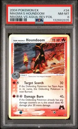 2004 POKEMON EX TEAM MAGMA VS TEAM AQUA TEAM MAGMA'S HOUNDOOM-REVERSE FOIL PSA 8 - Image 1