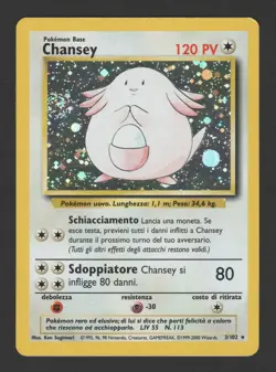 Chansey Holo Set Base 3/102 ITA - Carta Pokemon Rara Olografica - Image 1