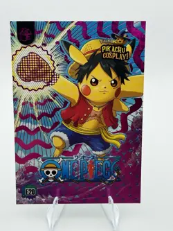 Pikachu Cosplay! ONE PIECE E20 Box Hit Pink Holo Foil Monkey D Luffy Pokemon - Image 1