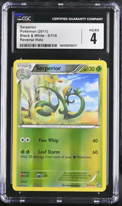 2011 Pokemon Black & White Serperior 5/114 Reverse HOLO CGC 4 - Image 1