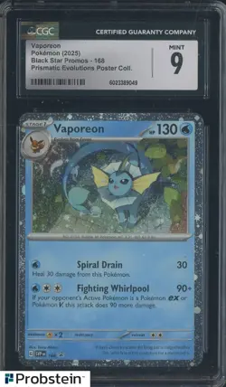 2025 Pokemon Black Star Promos Prismatic Evolutions Poster #168 Vaporeon CGC 9 - Image 1