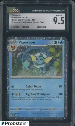 2025 Pokemon Black Star Promos Prismatic Evolutions Poster #168 Vaporeon CGC 9.5 - Image 1
