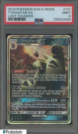 2018 Pokemon Sun & Moon Lost Thunder #121 Tyranitar Gx PSA 9 MINT - Image 1