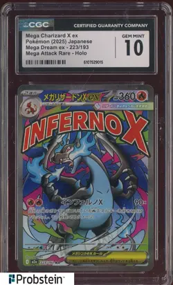 2025 Pokemon Japanese M2A Mega Attack Rare #223 Mega Charizard X ex CGC 10 - Image 1