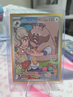 Pokemon TCG Arven's Greedent Holo Card 205/182 Sv10: Destined Rivals - Image 1
