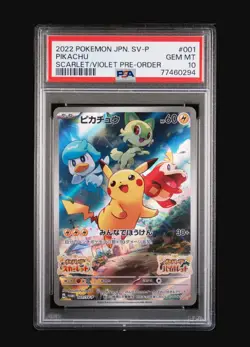 Pokemon TCG Pikachu PSA 10 Scarlet Violet Holo Promo Card Japanese 001/Sv-P - Image 1