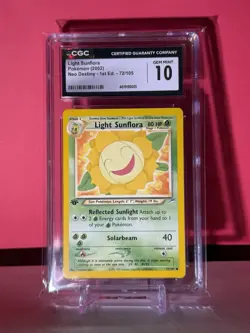 CGC 10 GEM MINT Light Sunflora Neo Destiny 1st Edition 72/105 Pokemon Card (PSA) - Image 1