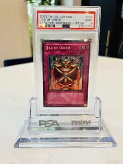 2003 YU-GI-OH! JAR OF GREED LON-047 1ST EDITION SUPER RARE FOIL CARD PSA 9 MINT - Image 1