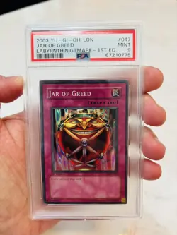 2003 YU-GI-OH! JAR OF GREED LON-047 1ST EDITION SUPER RARE FOIL CARD PSA 9 MINT - Image 2
