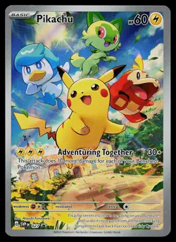 Pokemon Card - Pikachu Scarlet & Violet Promo 027 Holo Illustration Rare - Image 1