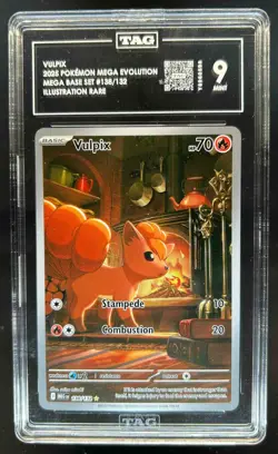 2025 Pokemon Mega Evolution Vulpix Illustration Rare #138/132 TAG 9 - Image 1