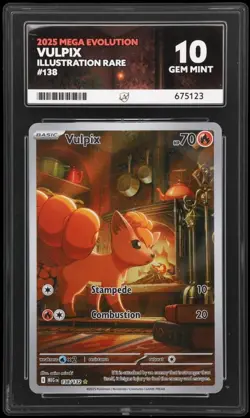 Ace Gem Mint 10 Vulpix 138/132 2025 Mega Evolution Illustration Rare Pokemon TCG - Image 1