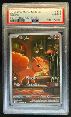 2025 Pokemon Mega Evolution Vulpix Illustration Rare #138/132 PSA 8 - Image 1