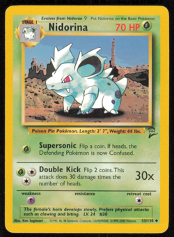Nidorina - Base Set 2 - 53/130 Vintage Pokemon Card WOTC 2000 NM - Image 1