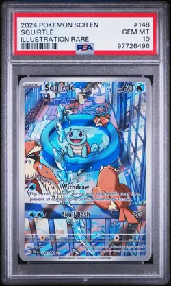 Pokemon 2024 Squirtle 148/142 Sv07: Stellar Crown Illustration Rare Holo PSA 10 - Image 3