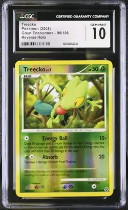 Treecko 90/106 Great Encounters Pokemon Reverse Holo CGC 10 GEM MINT - Image 1