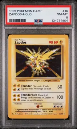 1999 POKEMON BASE SET ZAPDOS-HOLO PSA 8 - Image 1