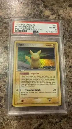 2005 Pokemon Ditto ( Pikachu ) - Ex Delta Species Stamped - Reverse Holo PSA 8 - Image 1