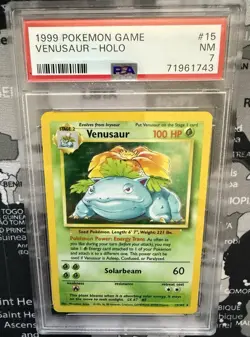 Pokemon 1999 Venusaur Holo 15/102 Base Set Unlimited PSA 7 - Image 1