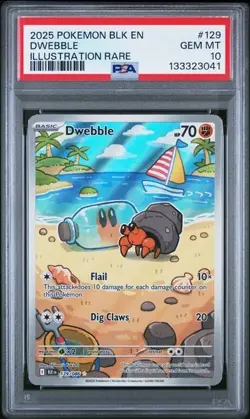 Pokemon TCG Dwebble Card Illustration 129/086 Sv: Black Bolt Rare PSA 10 - Image 1