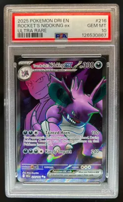 2025 Pokemon SV Destined Rivals DRI EN Team Rocket's Nidoking ex #216/182 PSA 10 - Image 1