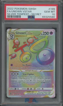 Pokemon TCG Unown Vstar 199/195 Silver Tempest Secret Rare PSA 10 - Image 1