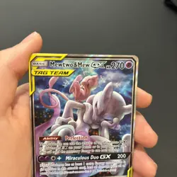 Pokemon Mewtwo and Mew GX Tag Team Card Holofoil Rare SM Promos - Image 2