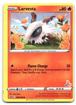Larvesta NM Miscut Locating Mark 23/198 Cinderace Deck 46 Chilling Reign Pokemon - Image 1