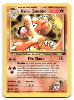 Blaine's Charmeleon NM 31/132 Unlimited Gym Challenge Pokemon TCG Regular - Image 1