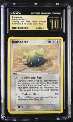 ✨✨ LOW POP English CGC 10 Pristine Dunsparce 015/034 Classic Collection Holo - Image 1