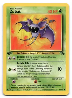Zubat LP 57/62 1st Edition Fossil Pokemon TCG Regular - Image 1