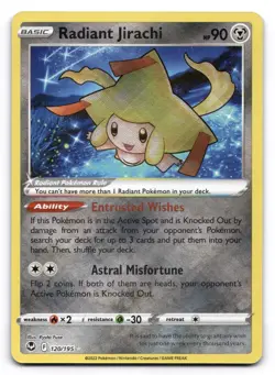 Radiant Jirachi NM 120/195 Swsh12: Silver Tempest Pokemon TCG Holo - Image 1