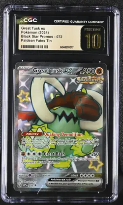 Pokemon 2024 Great Tusk ex #072 Promo Paldean Fates Tin CGC 10 PRISTINE - Image 1