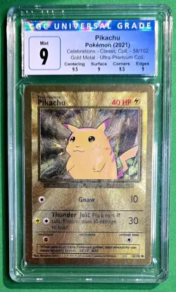2021 😺 CGC -9 - #58 Gold Metal Pikachu Celebrations Ultra Premium Coll. Pokemon - Image 1