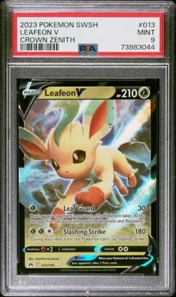 LEAFEON V #013 PSA 9 • 2023 Pokemon SWSH Crown Zenith Ultra Rare - Image 1