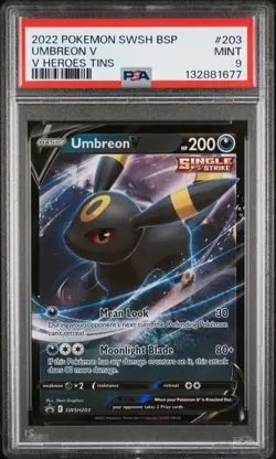 UMBREON V #203 PSA 9 • 2022 POKEMON SWSH BLACK STAR PROMO V HEROES TINS - Image 1
