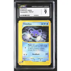CGC 9 MINT Chinchou 70/147 Pokemon Aquapolis 2003 Non Holo Graded Card (PSA) - Image 1