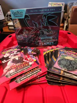 Pokemon Lot. Phantasmal Flames ETB, 4 Promo Packs and 5 Destined Rivals Packs. - Image 3