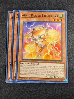 Yugioh - 3x Armed Dragon Thunder LV3 MP22-EN004 1st Common NM - Image 1