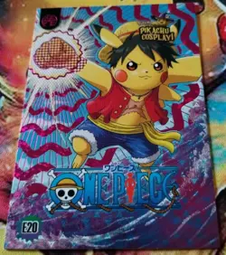 Pikachu Cosplay! ONE PIECE E20 Box Hit Pink Holo Foil Monkey D Luffy Pokemon - Image 2