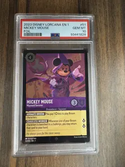 FOIL Disney Lorcana Mickey Mouse Wayward Sorcerer 51/204 PSA 10 Gem Mint 2023 ✅ - Image 1