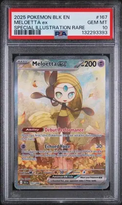 2025 POKEMON BLK EN BLACK BOLT #167 MELOETTA ex SPECIAL ILLUSTRATION RARE PSA 10 - Image 1