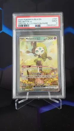 2025 Pokemon BLK EN-Black Bolt Meloetta EX #167 Special Illustration Rare PSA 9 - Image 1