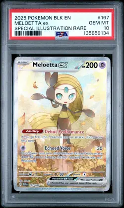 2025 POKEMON BLK EN-BLACK BOLT SPECIAL ILLUSTRATION RARE #167 MELOETTA EX PSA 10 - Image 1