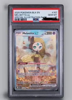 Pokemon Black Bolt Meloetta ex Special Illustration Rare #167 PSA 10 New 13 Cert - Image 1