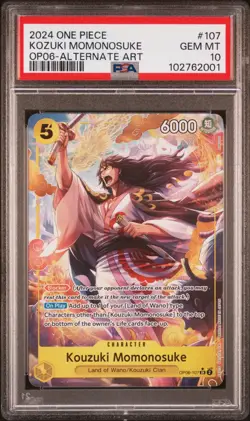PSA 10 - 2024 ONE PIECE WINGS OF THE CAPTAIN 107 Kouzuki Momonosuke ALT ART (EN) - Image 1